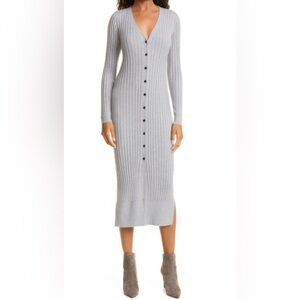 Club Monaco Gray Long Sleeve Ribbed Dress